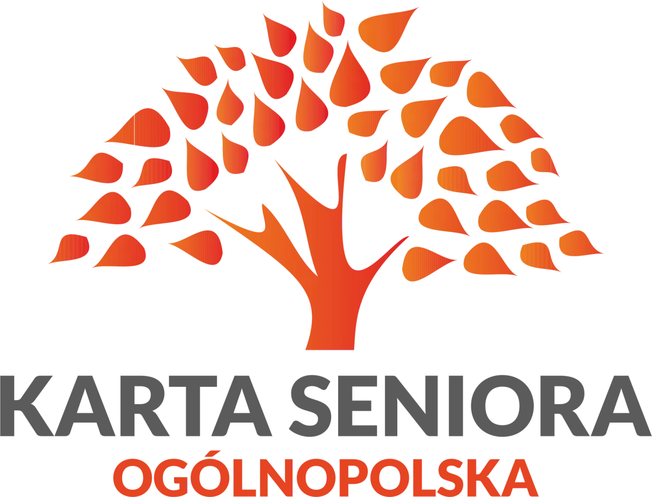 Karta Seniora Ogólnopolska – drzewo życia z pomarańczowymi liśćmi symbolizuje korzyści i zniżki dla seniorów.