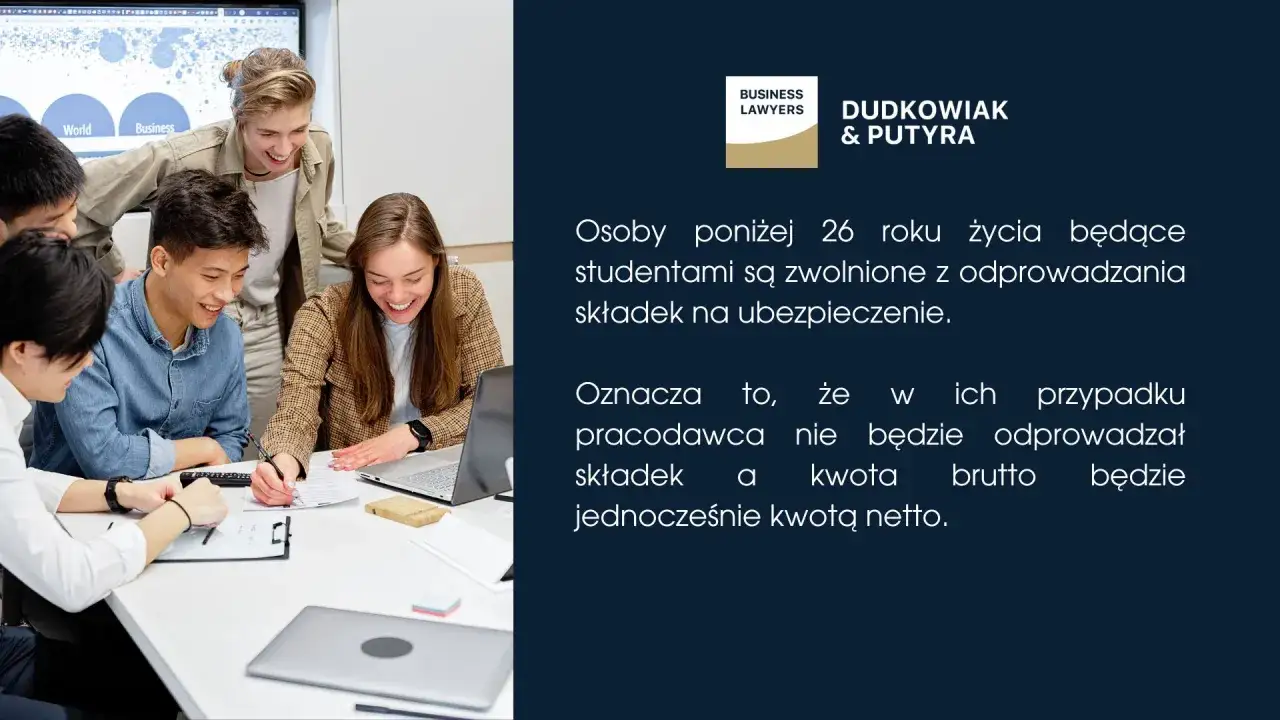 Studenci poniżej 26 lat są zwolnieni ze składek. Czy JDG może zatrudniać pracowników? Tak, a pracodawca nie odprowadza składek.