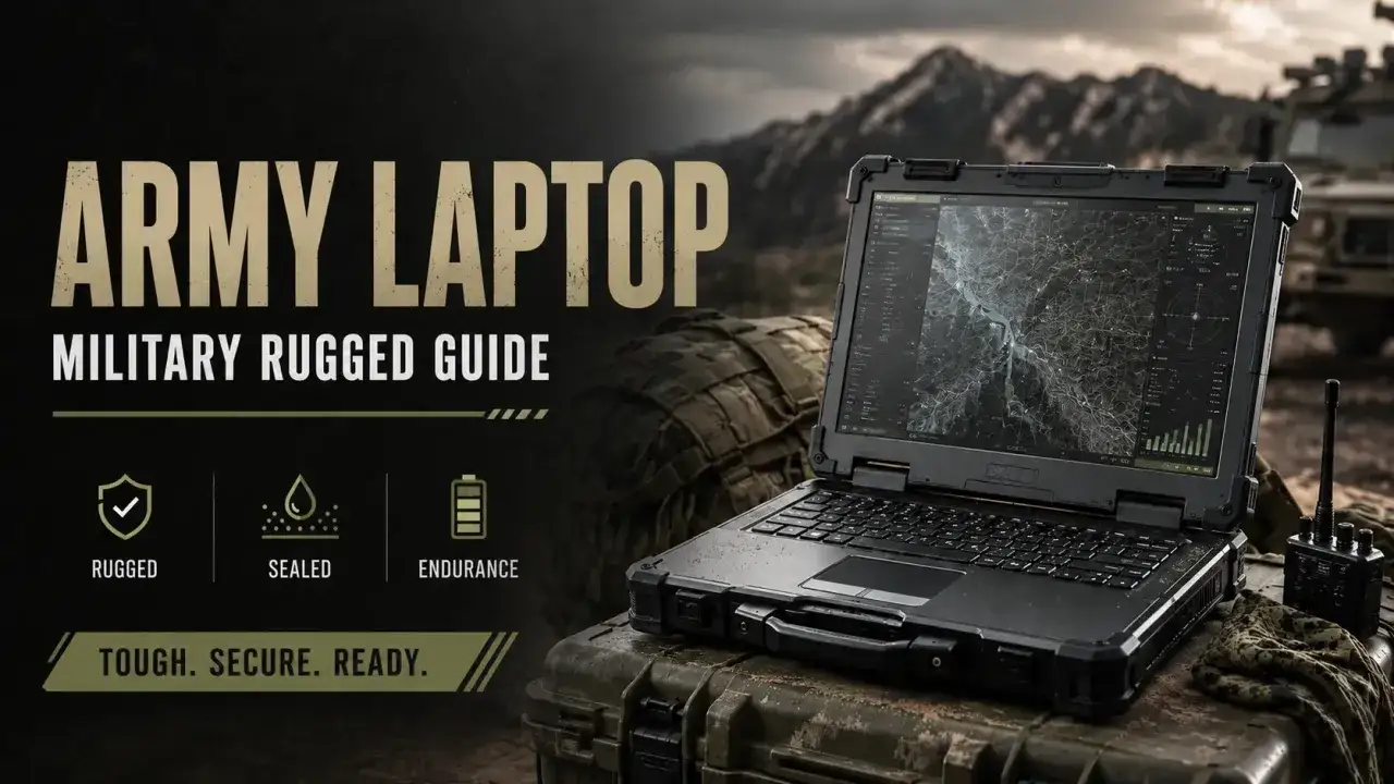 Wytrzymały laptop wojskowy, spełniający standard militarny mil-std-810h, gotowy na każde wyzwanie.