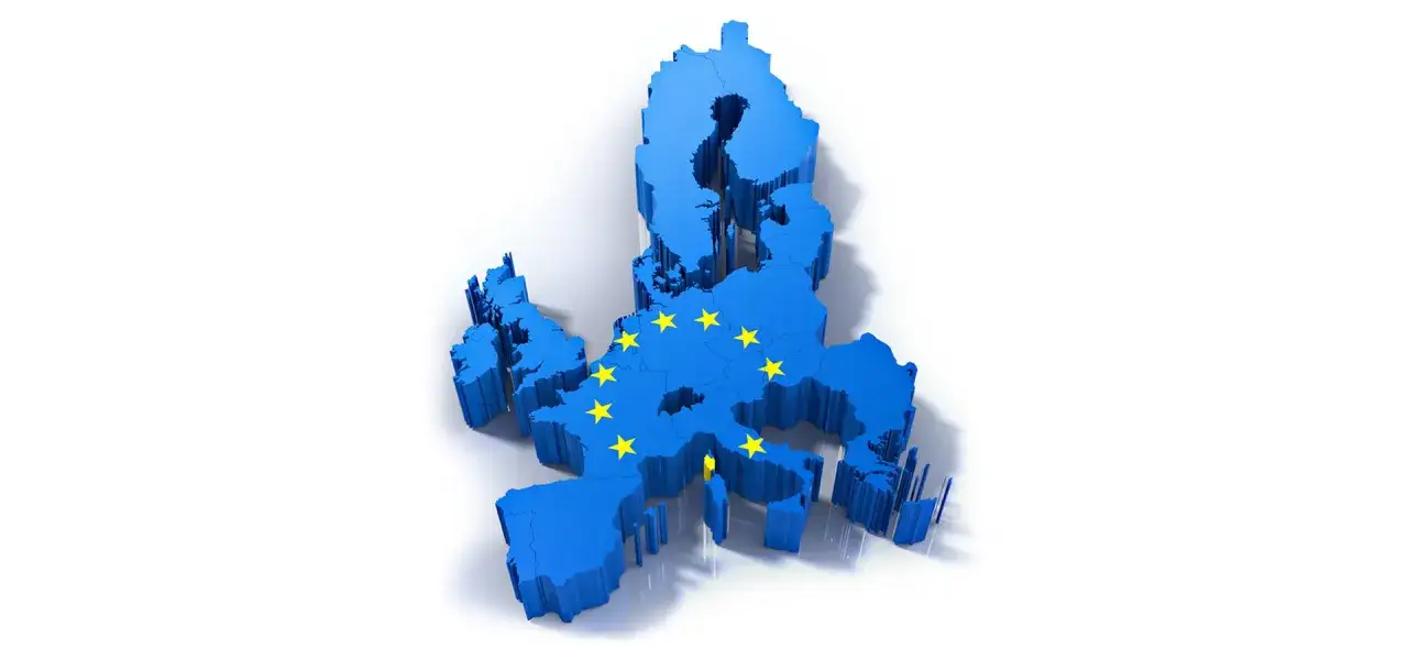 Mappa 3D dell'Unione Europea con stelle gialle, che simboleggia il suo **grant significato economia** e l'unione dei suoi stati membri.