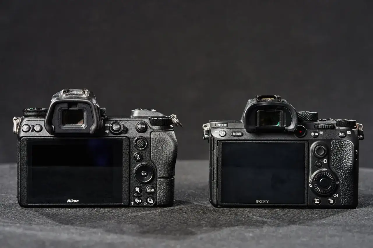 Dwie lustrzanki: Nikon i Sony, stoją obok siebie. Którą wybierzesz?