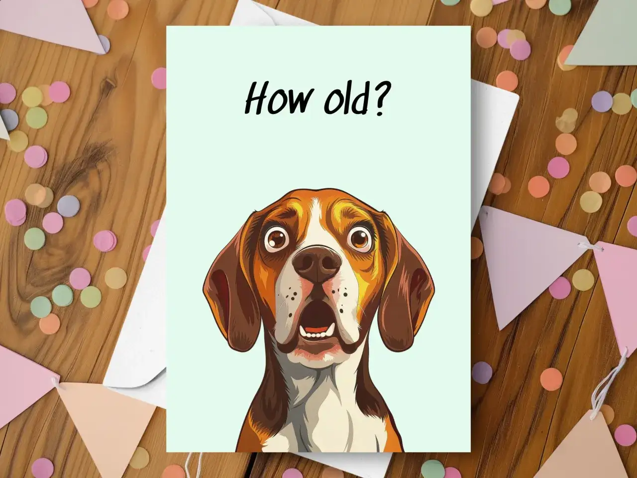 Zaskoczony beagle pyta 