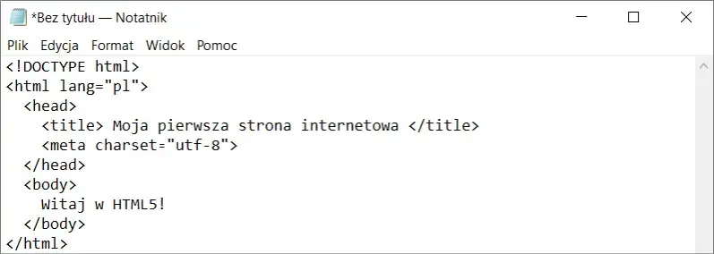 podstawowy szkielet strony HTML5