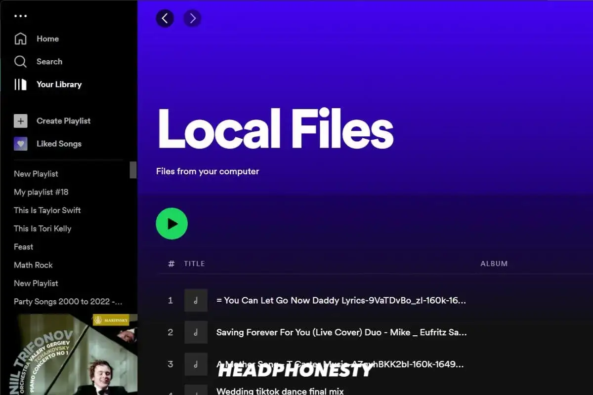 Spotify-Oberfläche zeigt