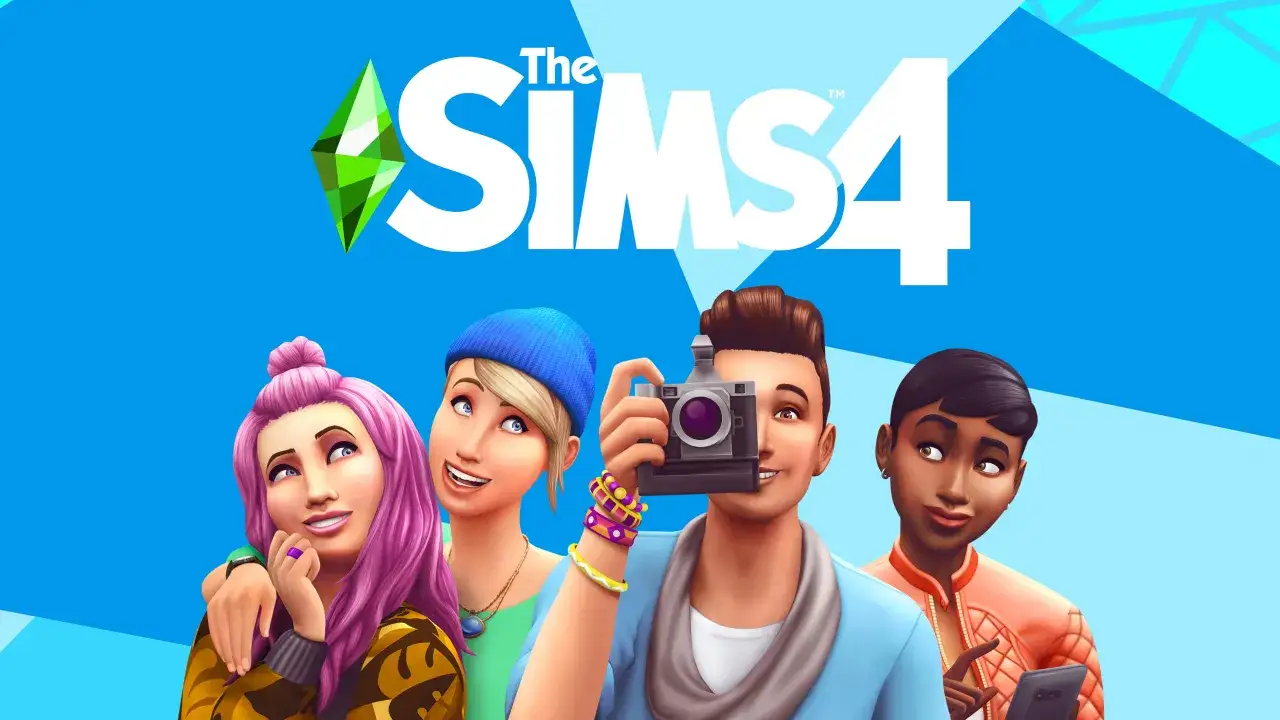 Cztery uśmiechnięte postacie z gry Sims 4, jedna z aparatem. Premiera Sims 4 była wielkim wydarzeniem!
