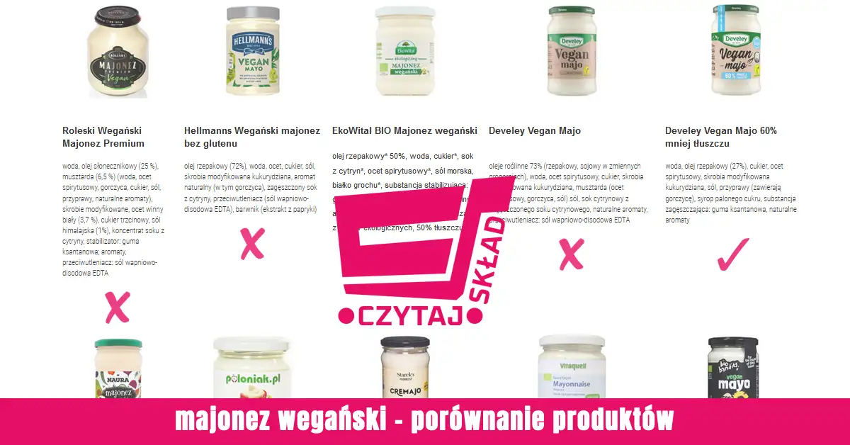 tabela porównawcza majonez wegański tradycyjny skład
