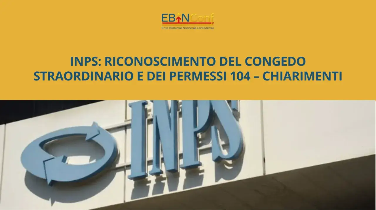 Chiarimenti INPS su congedo straordinario e permessi 104, come da circolare INPS n. 32/2012. Logo INPS in primo piano.