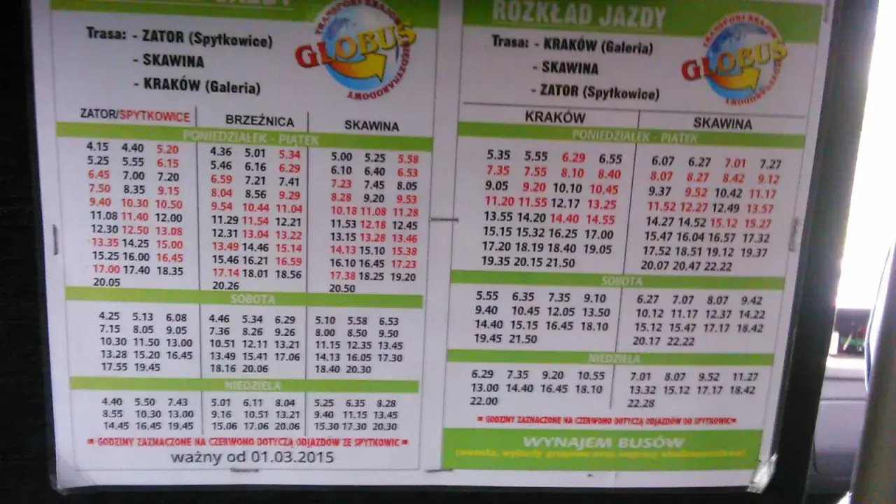 Globus Bus rozkład jazdy strona internetowa