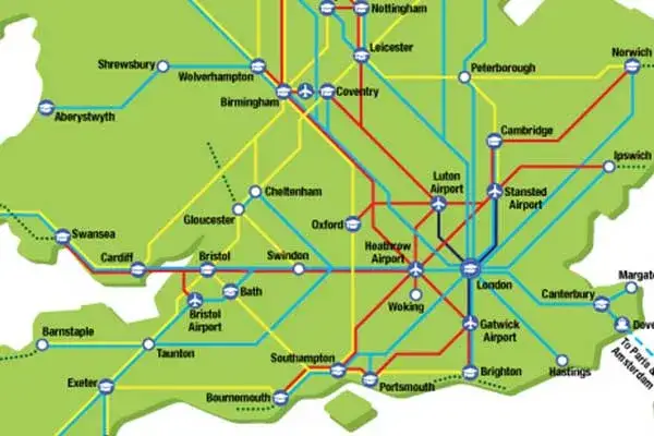 Mapa przystank&oacute;w National Express Londyn Stansted