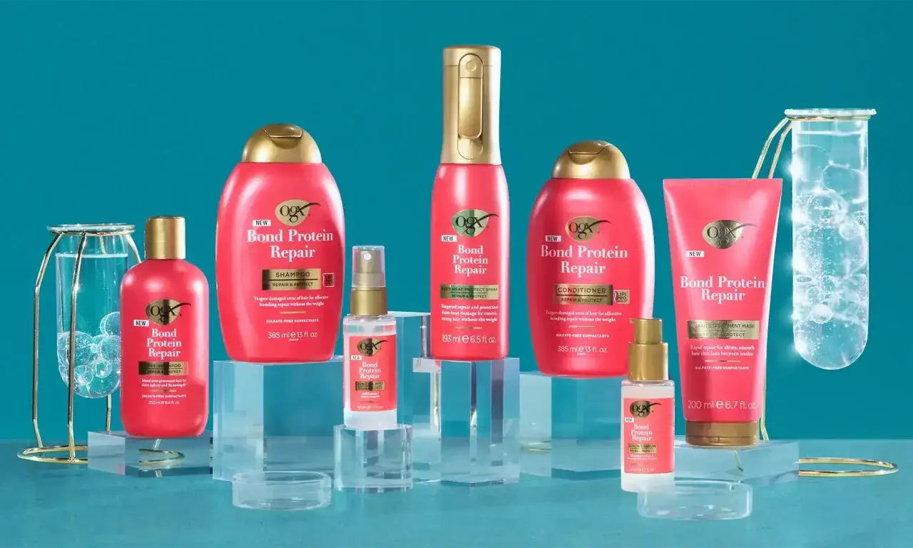 OGX Bond Protein Repair Serie: Shampoo, Conditioner, Maske und mehr f&uuml;r starkes Haar. Haare Proteine f&uuml;r Reparatur und Schutz.