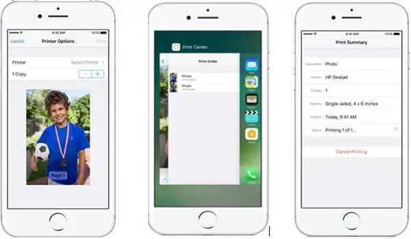 iPhone drukowanie AirPrint ikona udostępniania