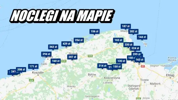 mapa Polski kurorty nadmorskie ceny noclegów