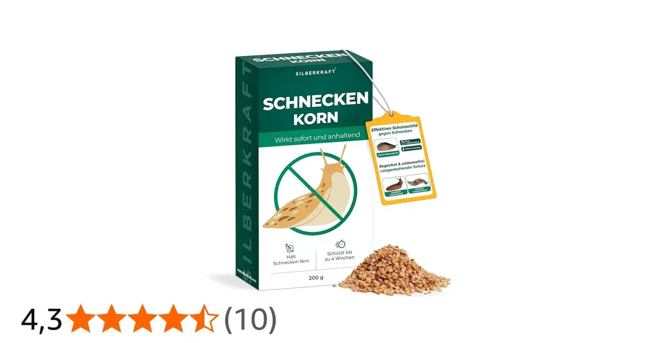 Schneckenkorn giftig: Packung mit Schneckenkorn, das Schnecken fernh&auml;lt. Ein Haufen Granulat liegt daneben.