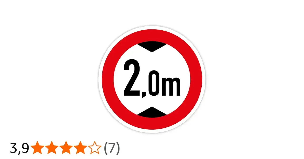 Verkehrsschild: H&ouml;chstbreite 2,0 m. Achtung, auf eine fahrbahn von 2 m breite passt nur ein schmaler Wagen.