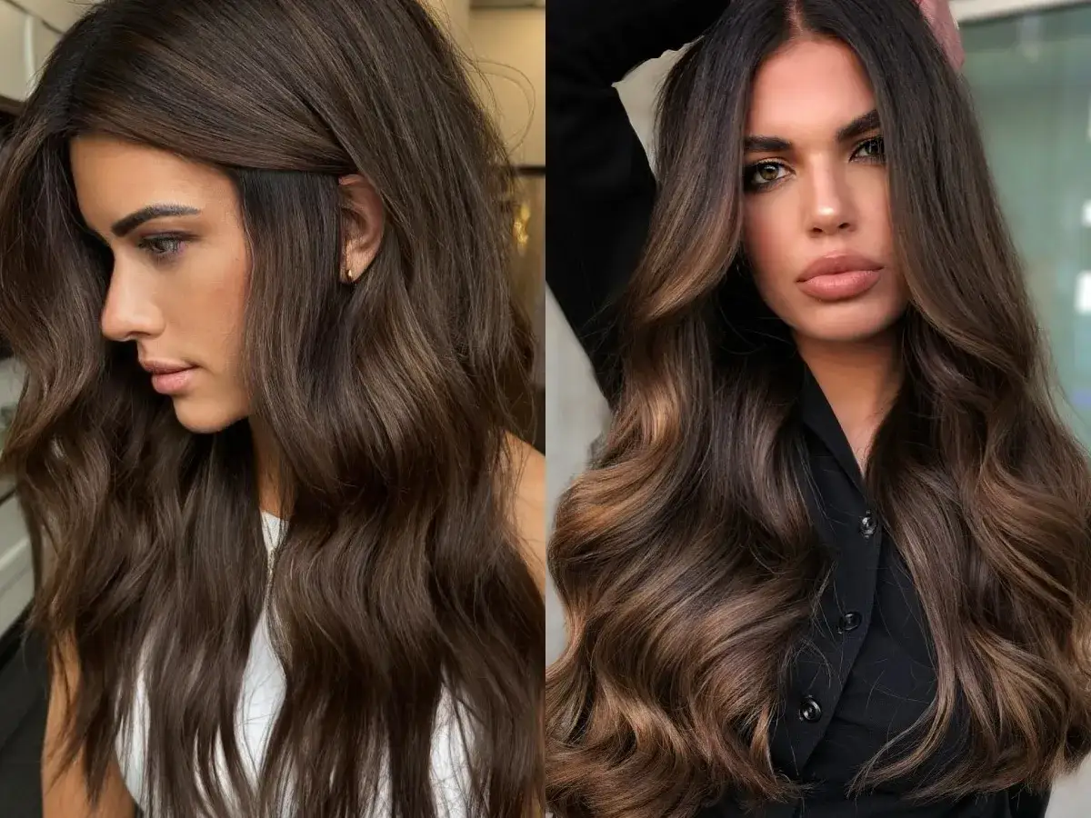 Zwei braunhaarige Frauen mit langen, welligen Haaren. Die eine im Profil, die andere frontal.