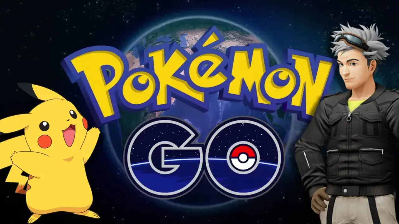 Pikachu i trener z okularami na tle logo Pok&eacute;mon GO. Ten obraz to świetny pokemon go poradnik dla graczy.