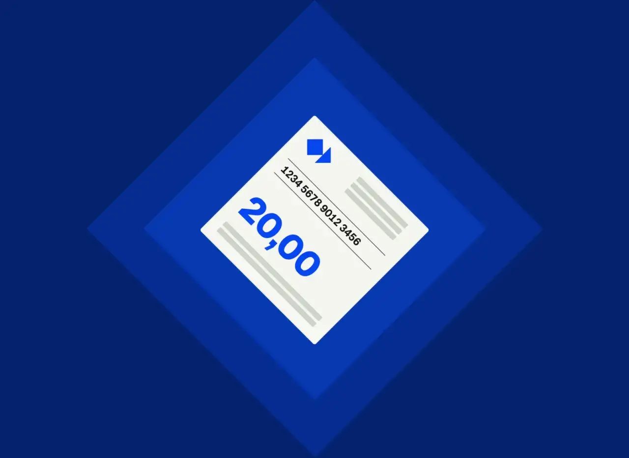 Karta PSC z kwotą 20,00 i numerem 1234 5678 9012 3456.