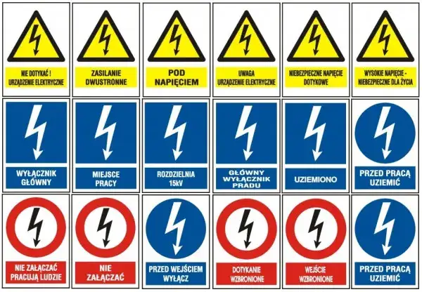 Znaki ostrzegawcze elektryczność bezpieczeństwo