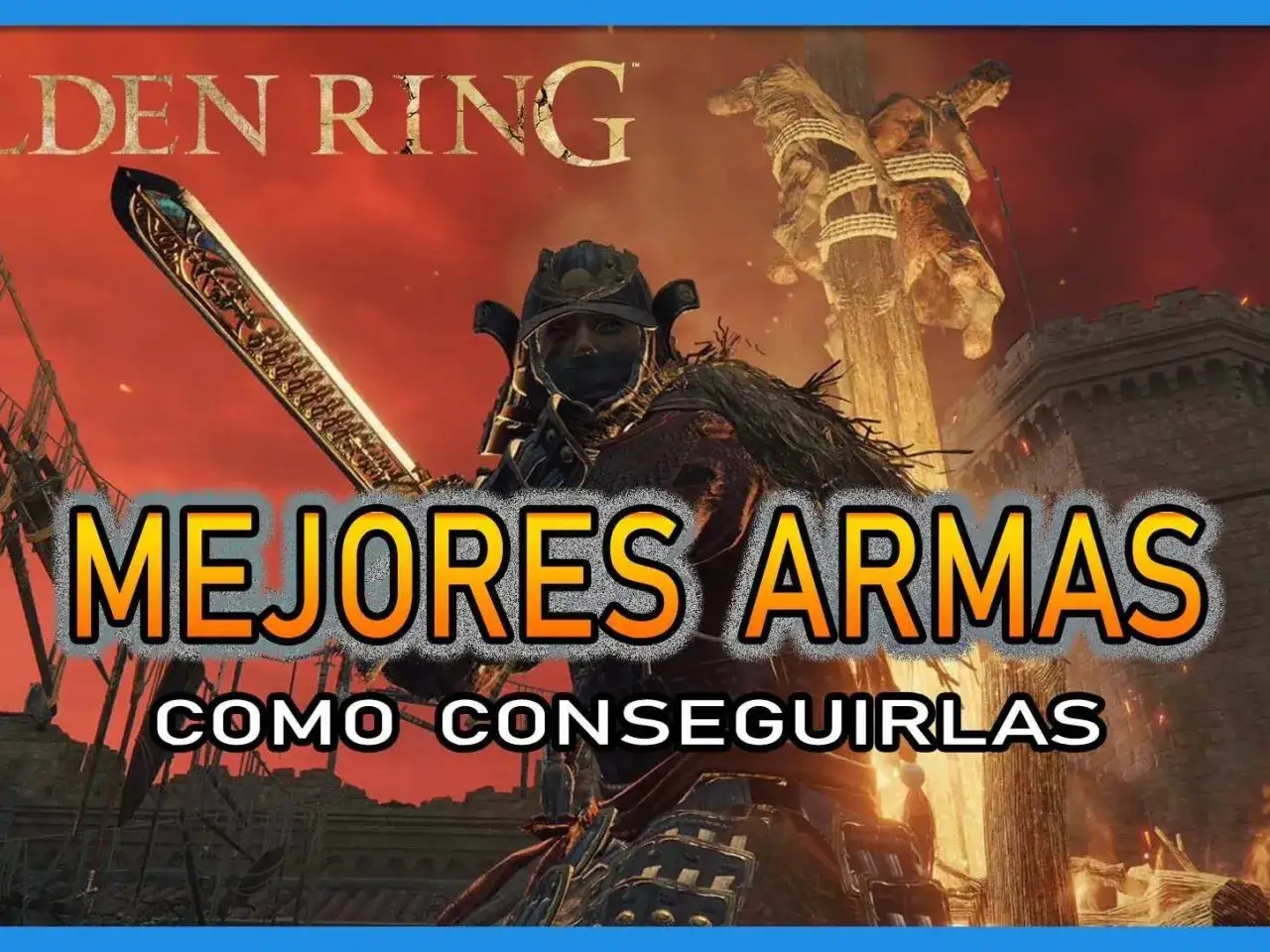 Guerrero con armadura empuñando una espada, con el título