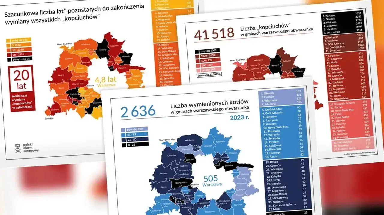 mapa smogu Rzeszów lub symbol zakazu kopciuchów