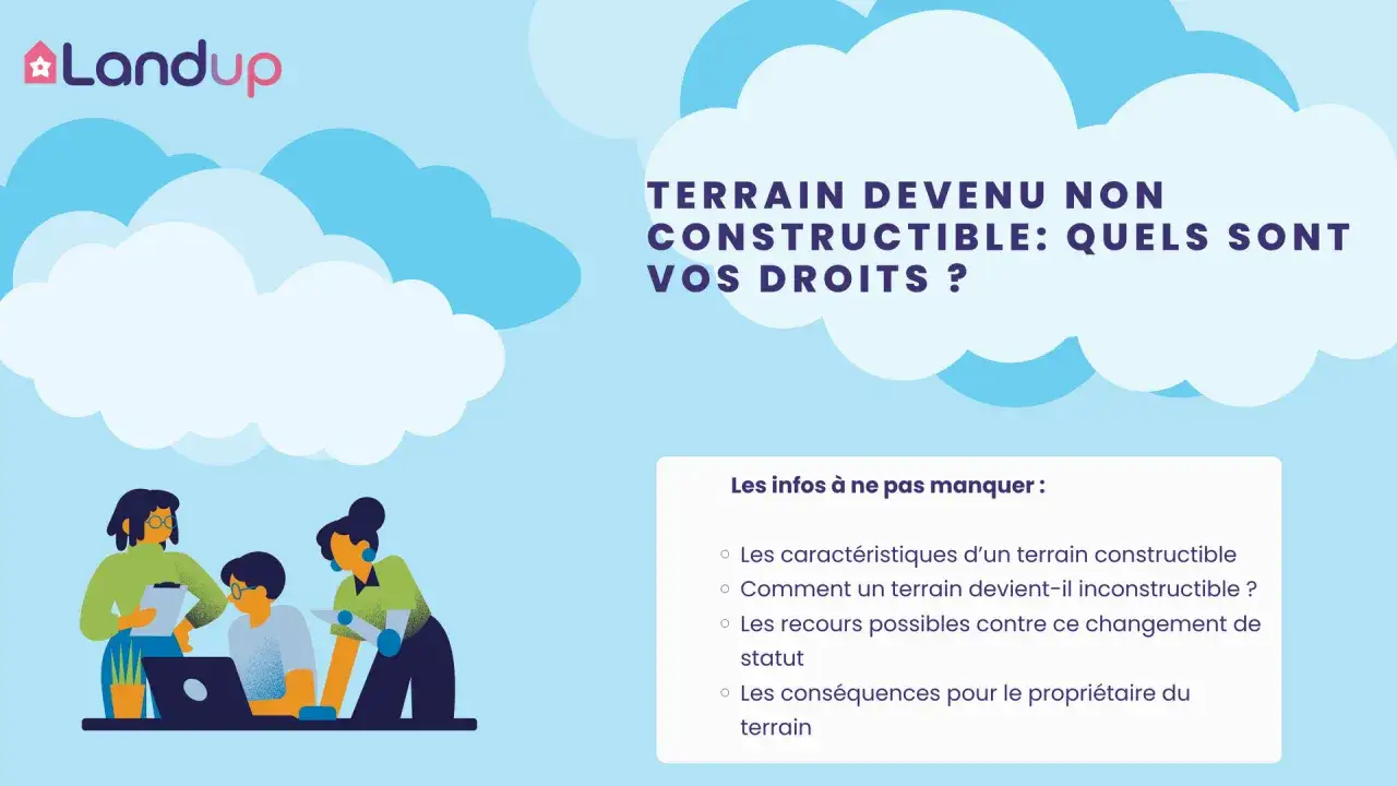 Indemnisation terrain devenu non constructible : d&eacute;couvrez vos droits. Illustration de personnes discutant autour d'un ordinateur.