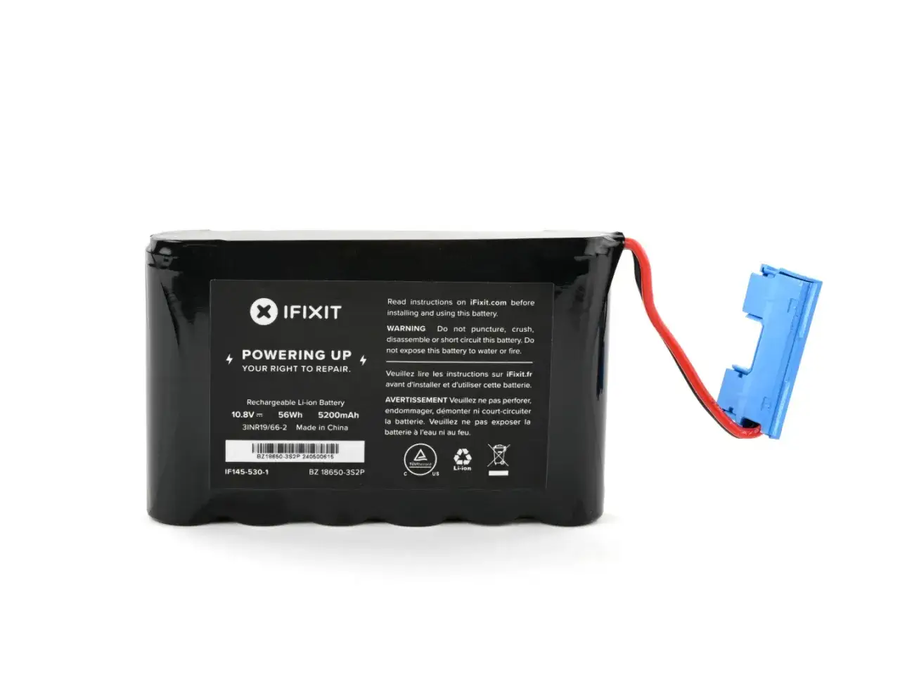 Akumulator iFixit 5200mAh, 56Wh, 10.8V. Zapewnia dużą pojemność akumulatora do napraw.