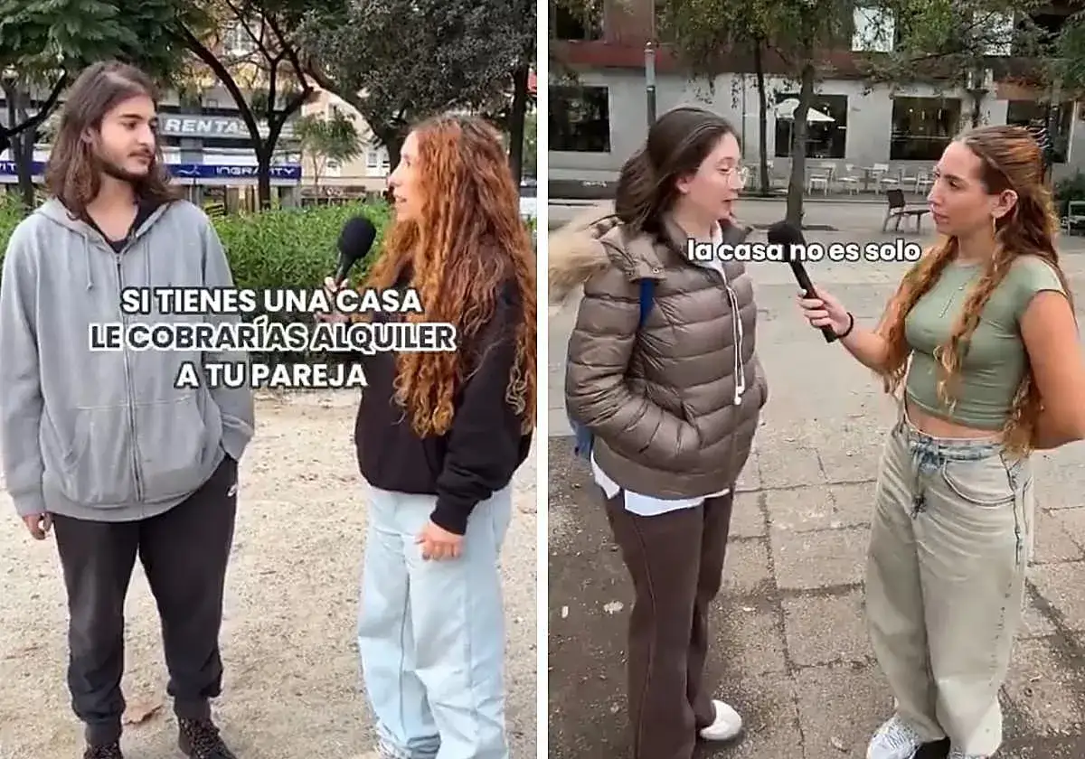 Dos jóvenes discuten si cobrarían alquiler a su pareja. ¿Alquilar o comprar? La decisión es difícil.