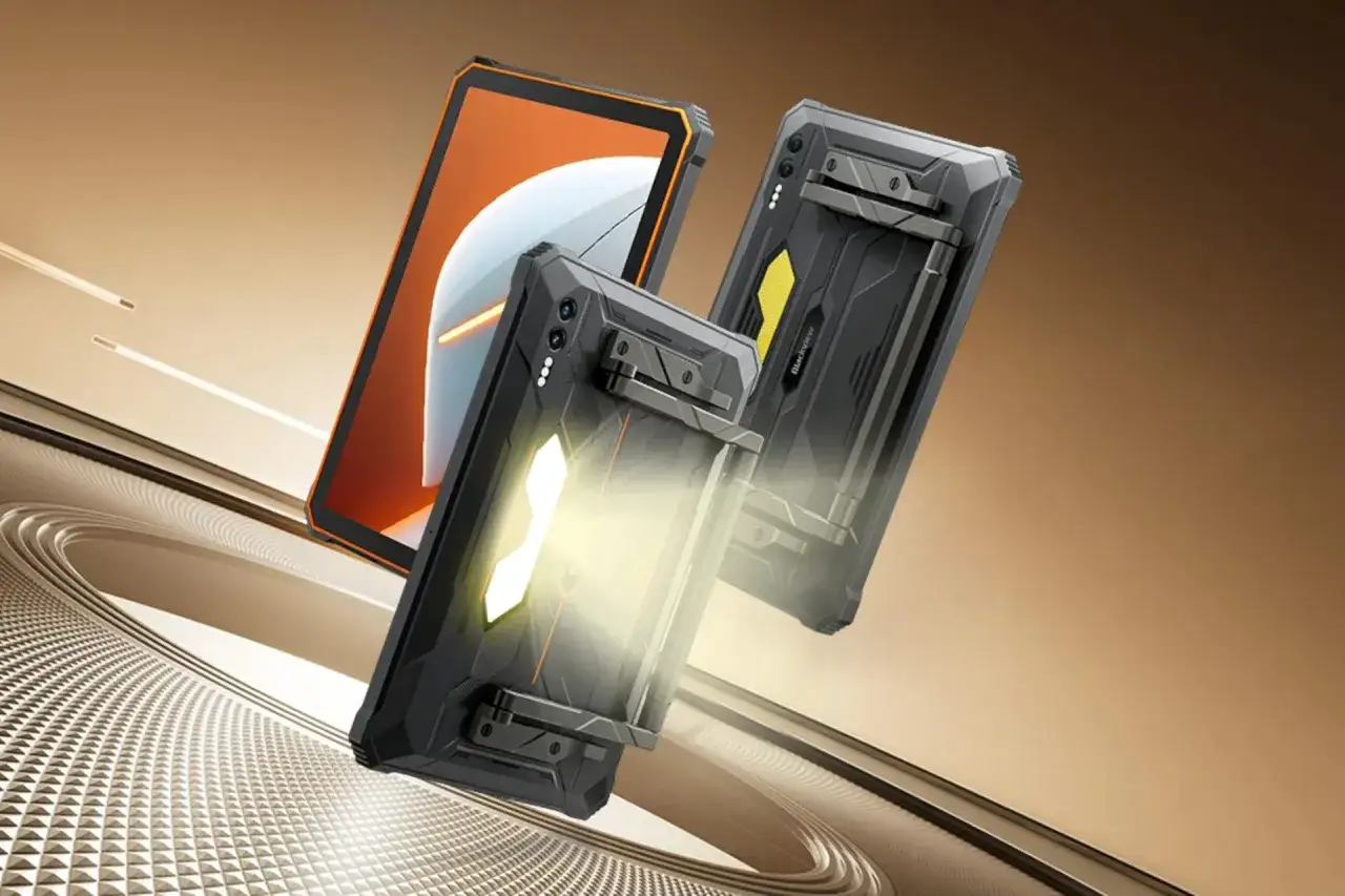 Dwa wytrzymałe telefony Blackview, znanej firmy produkującej solidne smartfony, unoszą się na tle.