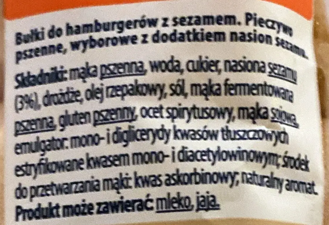 etykiety bułek do burger&oacute;w skład