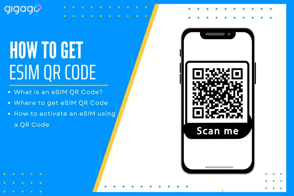 Activation d'une carte SIM digitale via un QR code sur un smartphone.