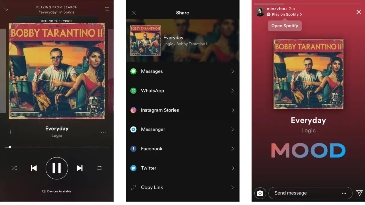 spotify playlist instagram story example