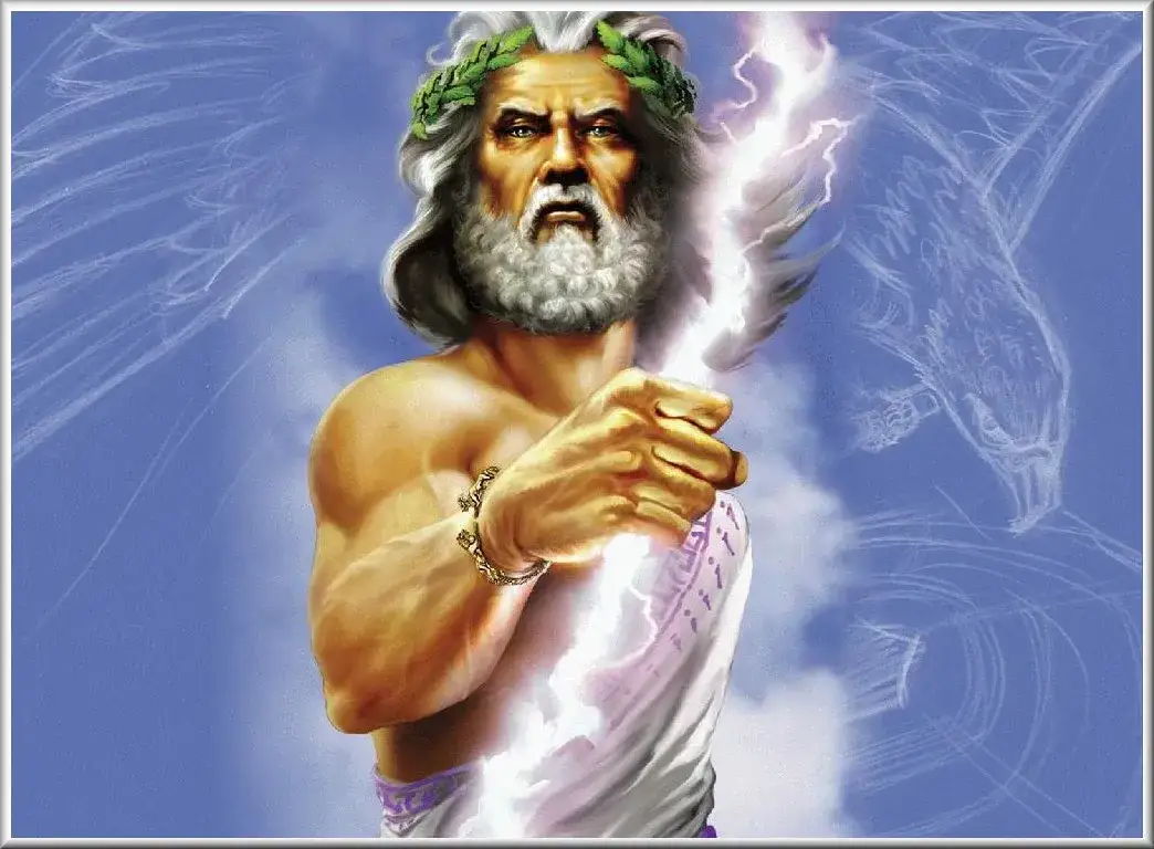Zeus z piorunem na Olimpie