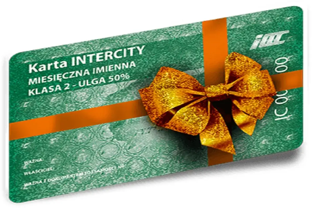 Karta Intercity z kokardą, idealna na prezent. Sprawdź atrakcyjną kartę Intercity cena i podróżuj taniej!