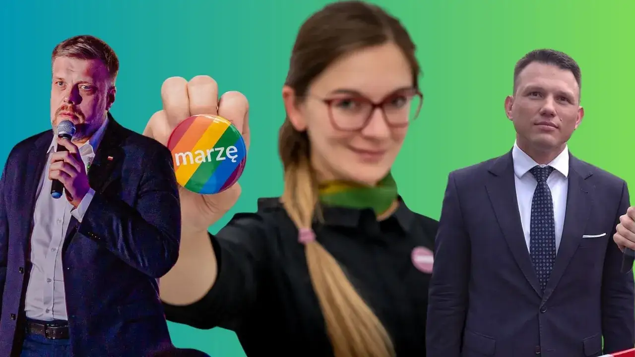 Trzech polityków i tęczowa przypinka z napisem