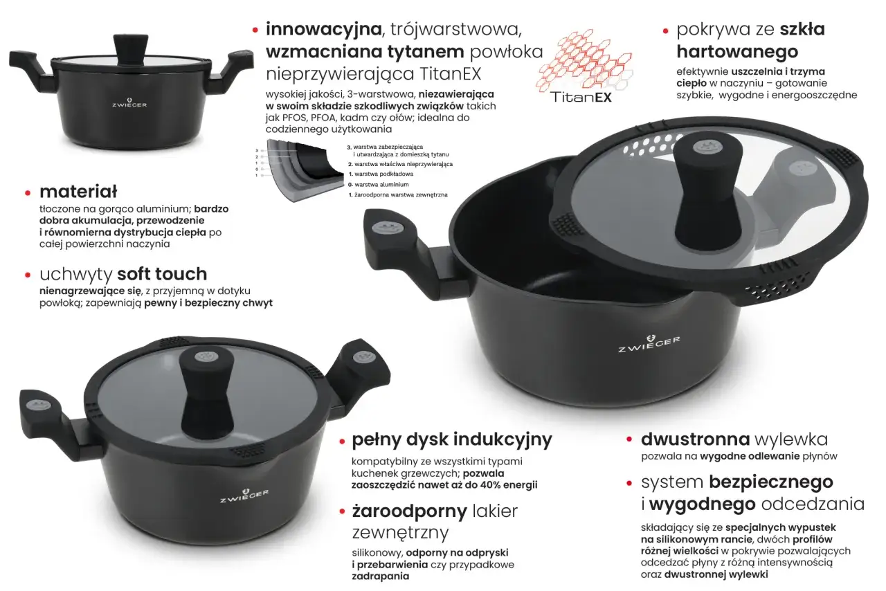 Materiały na uchwyty garnków bakelit silikon stal nierdzewna