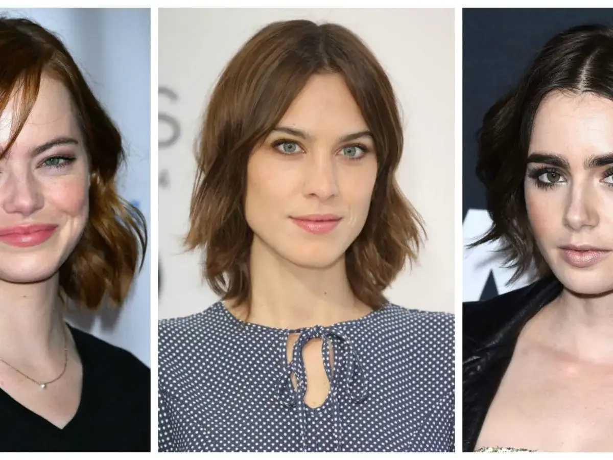 Emma Stone, Alexa Chung i Lily Collins prezentują stylowe fryzury przejściowe damskie, idealne do zapuszczania włosów.