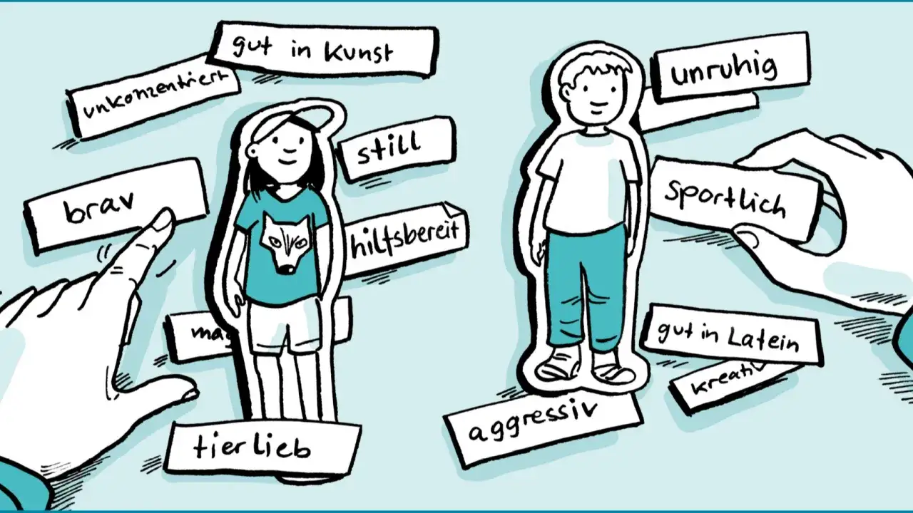 Zeigt differenzierung im deutschunterricht: Kinder mit unterschiedlichen Eigenschaften wie 
