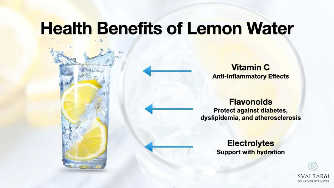 Verre d'eau pétillante avec des tranches de citron, illustrant les jus de citron bienfaits : vitamine C, flavonoïdes et électrolytes.