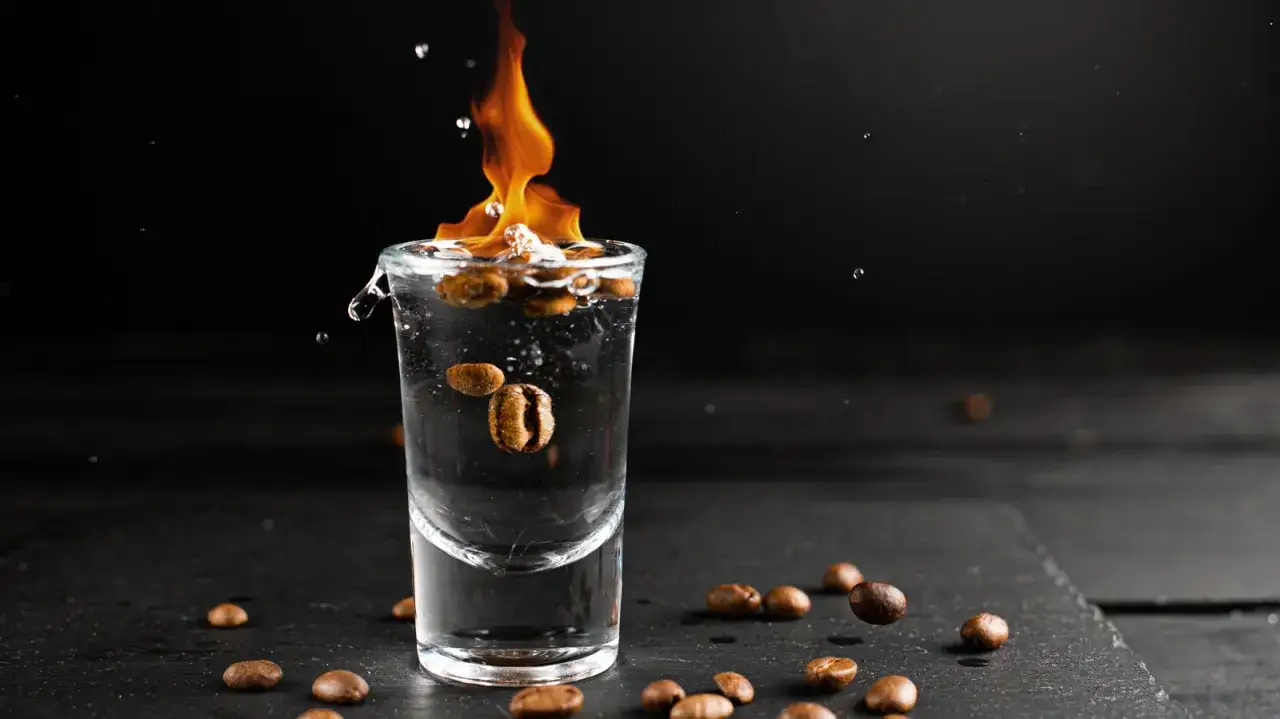 Płonąca sambuca z ziarnami kawy, idealna do picia po zapaleniu. Jak pić sambucę z czym? Zobacz!