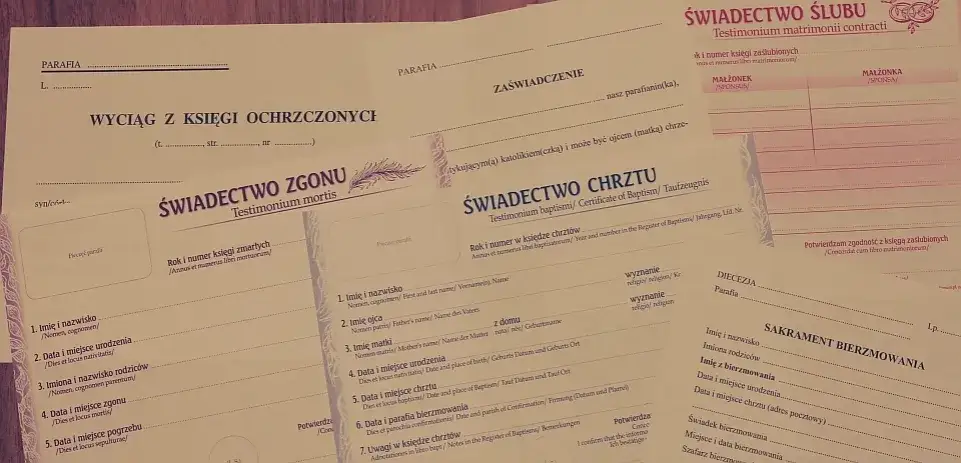 dokumenty do chrztu, kancelaria parafialna
