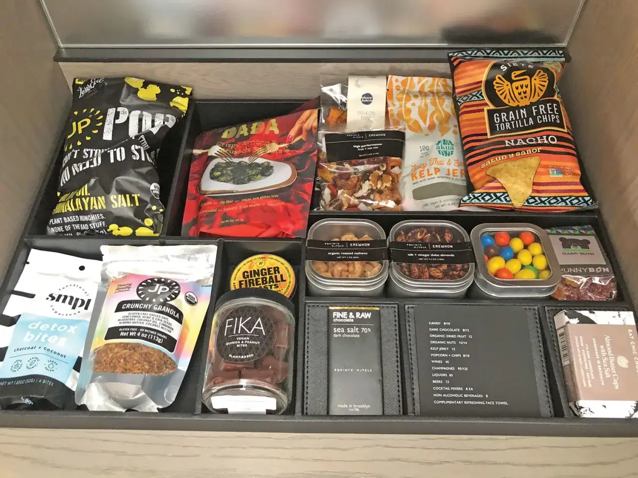 hotel minibar contents example