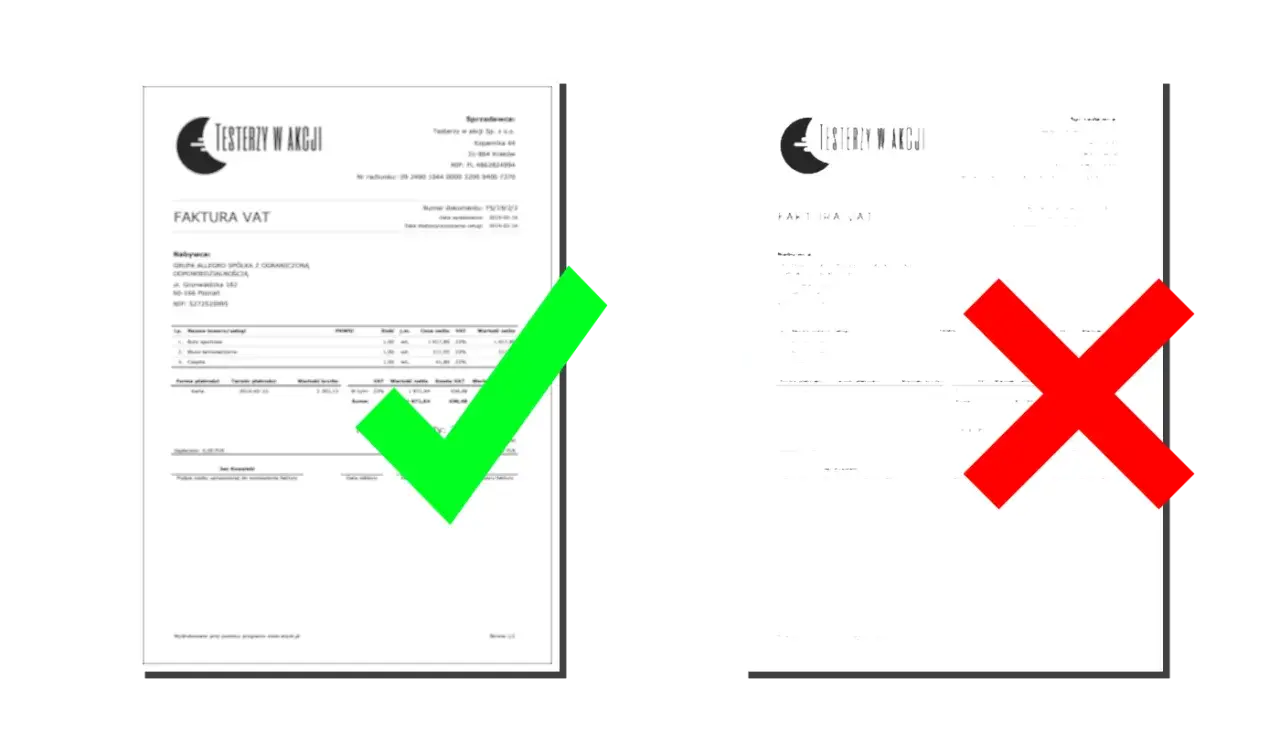 Elementy instrukcji kasowej checklist