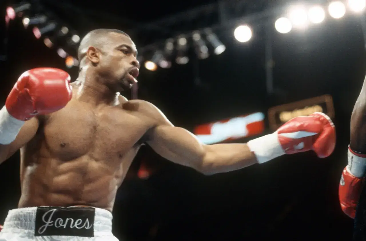 Roy Jones Jr. in action, showcasing the intensity of one of his best fights. His signature