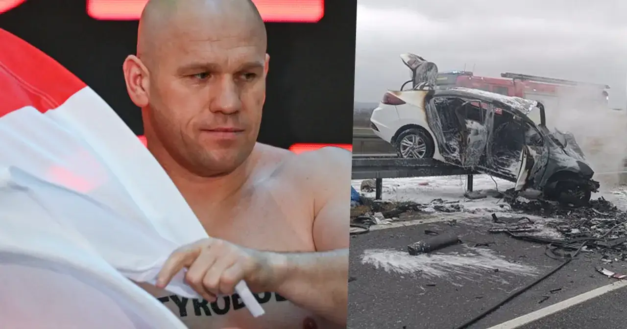 Szczegóły wypadku luksusowego auta znanego sportowca. Spalone wraki na poboczu, straż pożarna na miejscu.