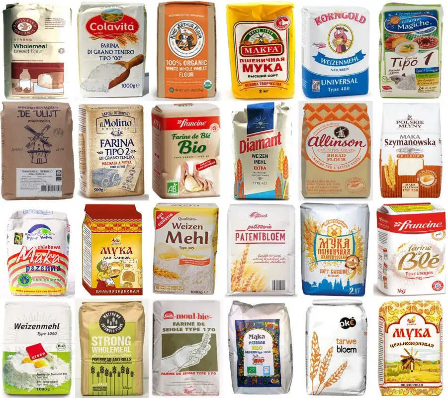 różne rodzaje mąki pszennej i żytniej