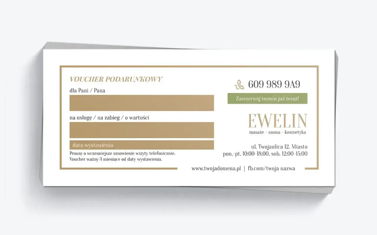 elegancki bon podarunkowy spa
