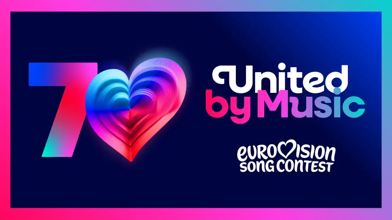 70 lat Eurowizji! Kolorowe serce i napis