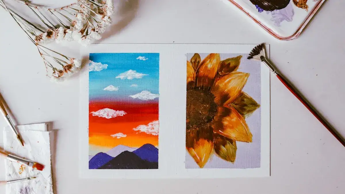 einfache malideen anfänger landschaft blumen geometrisch