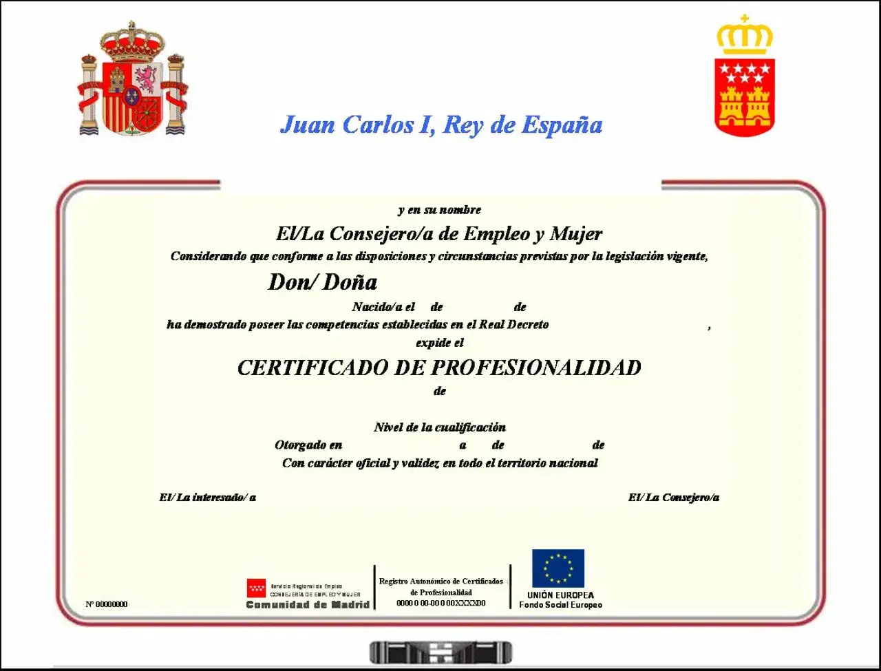 Certificado de Profesionalidad expedido por el Consejero/a de Empleo y Mujer, con validez nacional. Las opiniones sobre gen360 cursos son positivas.