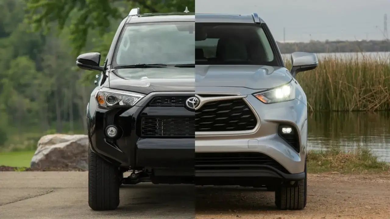 Dwa SUV-y Toyoty, czarny i srebrny, prezentują najlepsze suvy na tle natury.